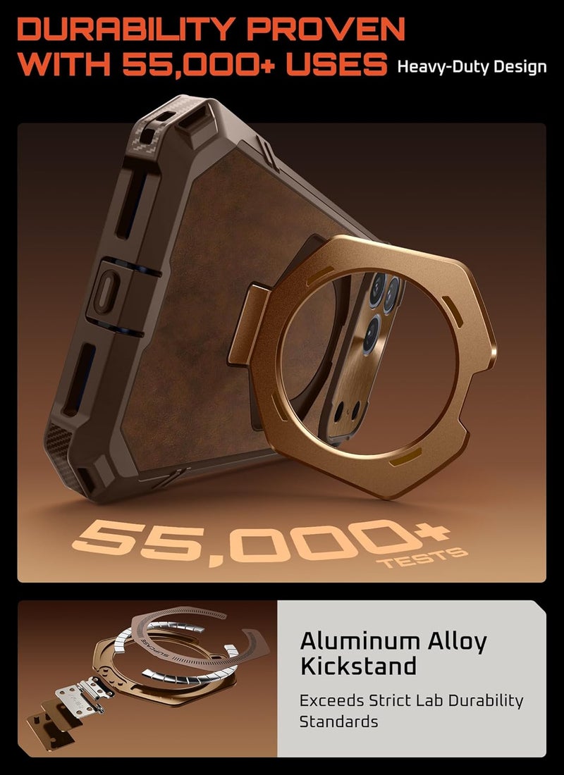 SupCase for iPhone 17 Pro Max Case with Kickstand (Unicorn Beetle Grip), [Camera Control Cover] [Compatible with MagSafe] [Military-Grade Drop Protection] Premium Leather Magnetic Phone Case, Brown - Image 5